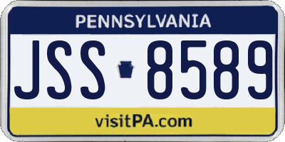 PA license plate JSS8589