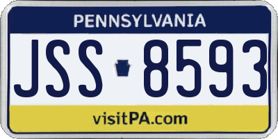 PA license plate JSS8593