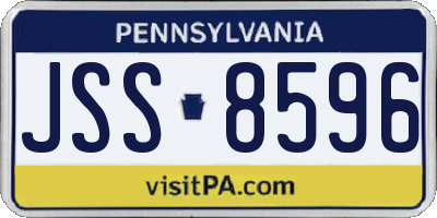 PA license plate JSS8596
