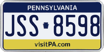 PA license plate JSS8598
