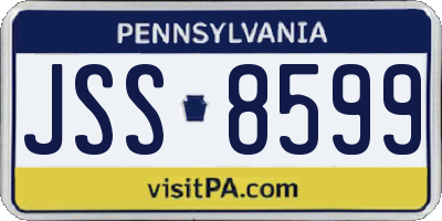 PA license plate JSS8599