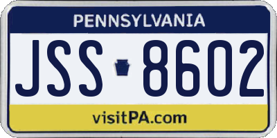 PA license plate JSS8602
