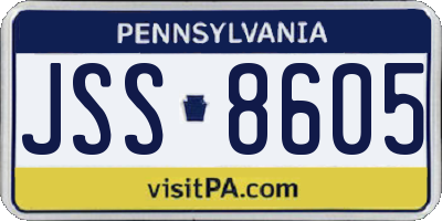 PA license plate JSS8605