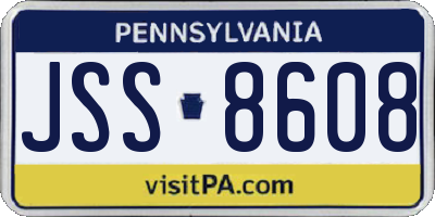 PA license plate JSS8608