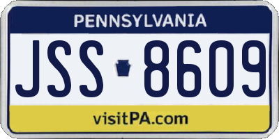 PA license plate JSS8609