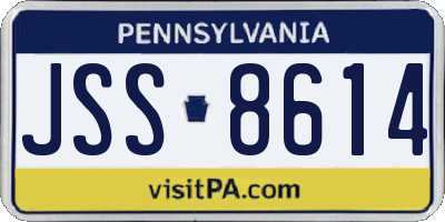 PA license plate JSS8614