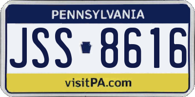 PA license plate JSS8616