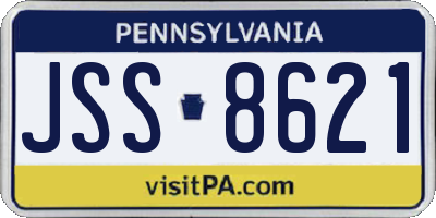 PA license plate JSS8621