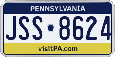 PA license plate JSS8624