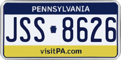 PA license plate JSS8626