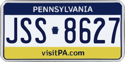 PA license plate JSS8627