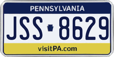 PA license plate JSS8629