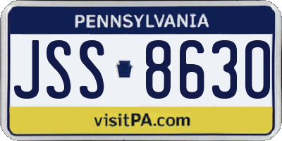 PA license plate JSS8630