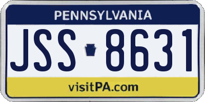 PA license plate JSS8631