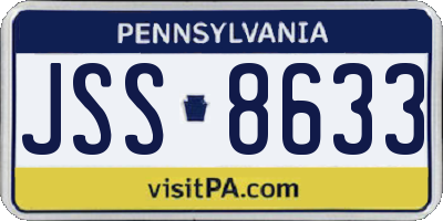 PA license plate JSS8633