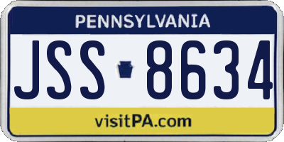 PA license plate JSS8634