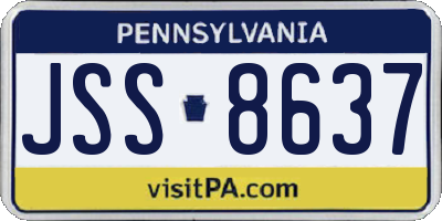 PA license plate JSS8637