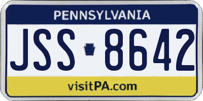PA license plate JSS8642