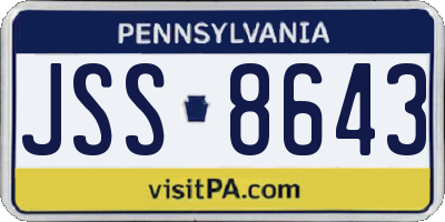 PA license plate JSS8643