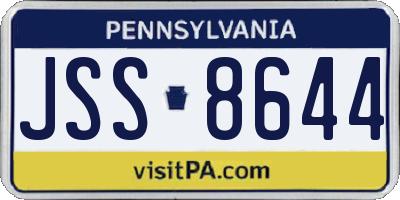 PA license plate JSS8644