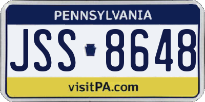 PA license plate JSS8648