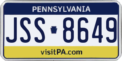 PA license plate JSS8649