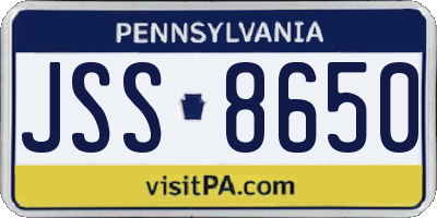 PA license plate JSS8650