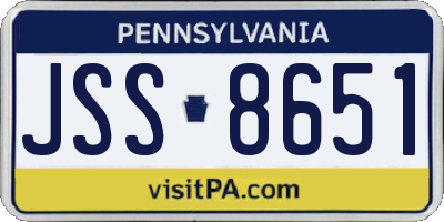 PA license plate JSS8651