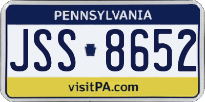 PA license plate JSS8652
