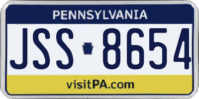 PA license plate JSS8654
