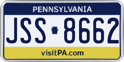 PA license plate JSS8662