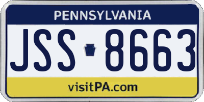 PA license plate JSS8663