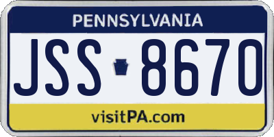PA license plate JSS8670