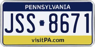 PA license plate JSS8671