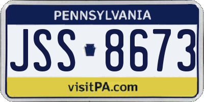PA license plate JSS8673