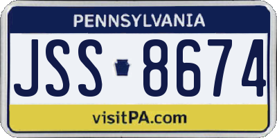 PA license plate JSS8674