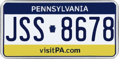 PA license plate JSS8678