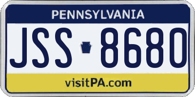 PA license plate JSS8680