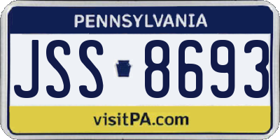 PA license plate JSS8693