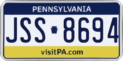 PA license plate JSS8694