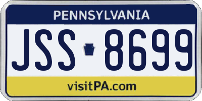 PA license plate JSS8699