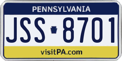 PA license plate JSS8701