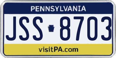 PA license plate JSS8703