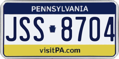 PA license plate JSS8704