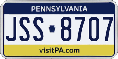 PA license plate JSS8707