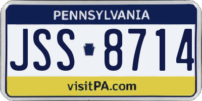 PA license plate JSS8714