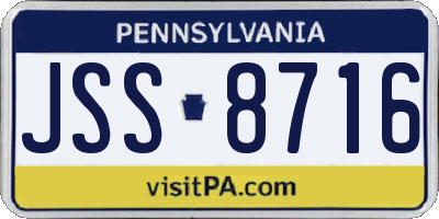 PA license plate JSS8716