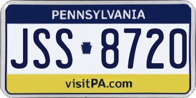 PA license plate JSS8720