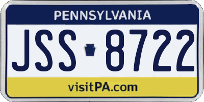 PA license plate JSS8722