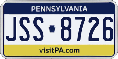 PA license plate JSS8726